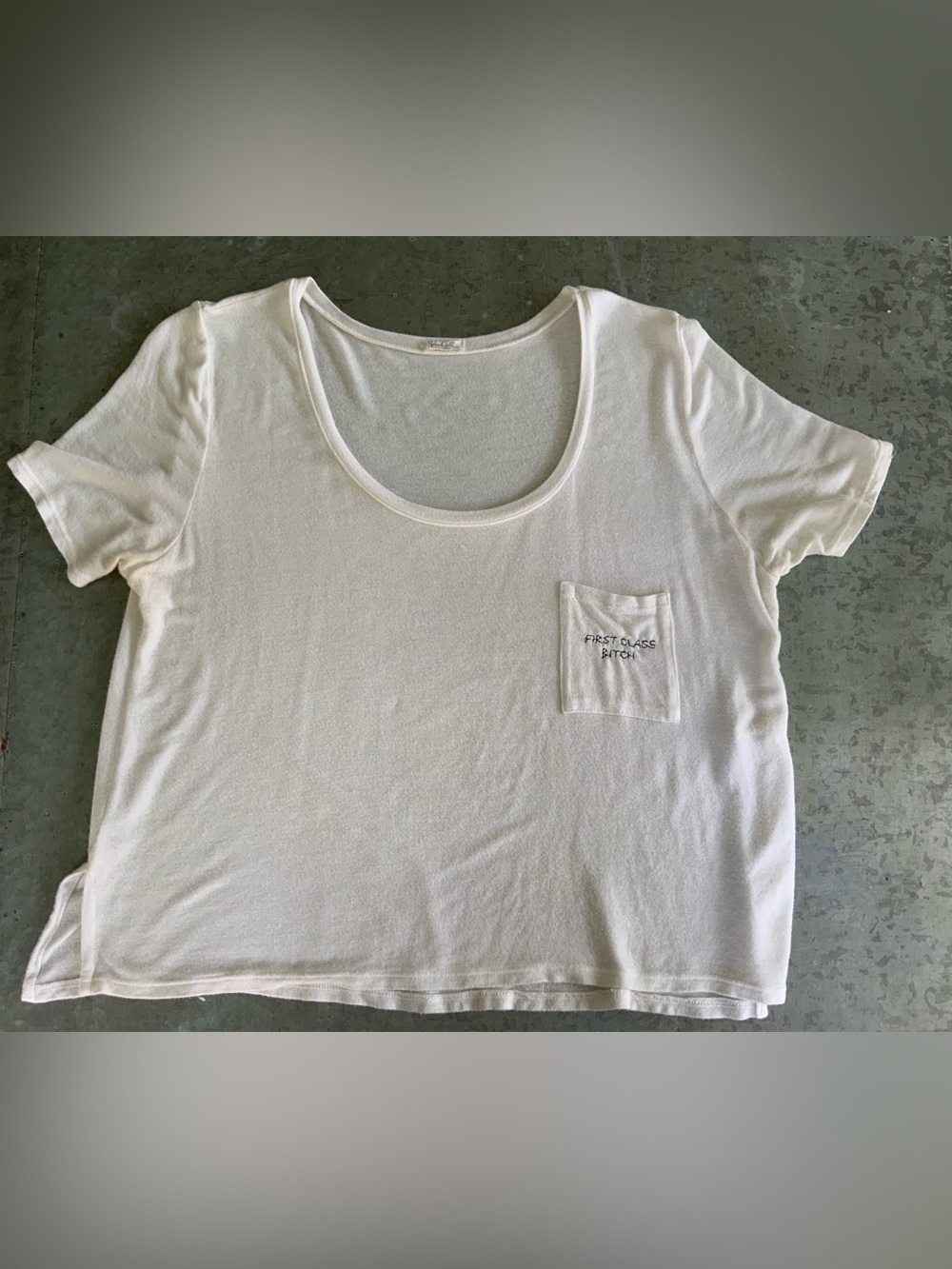 White Pocket Tee with Subtle Pocket Embroidery